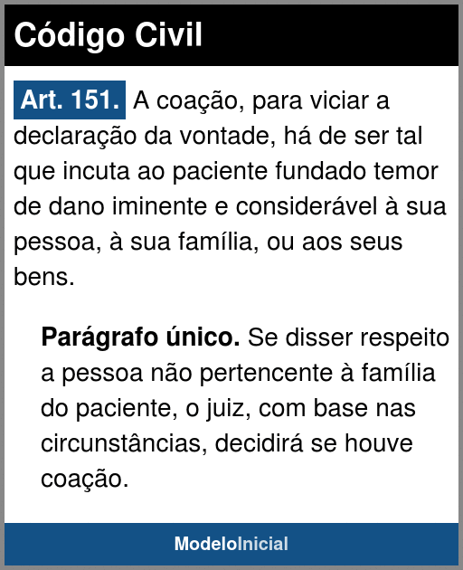 Artigo 151 Código Civil 2002