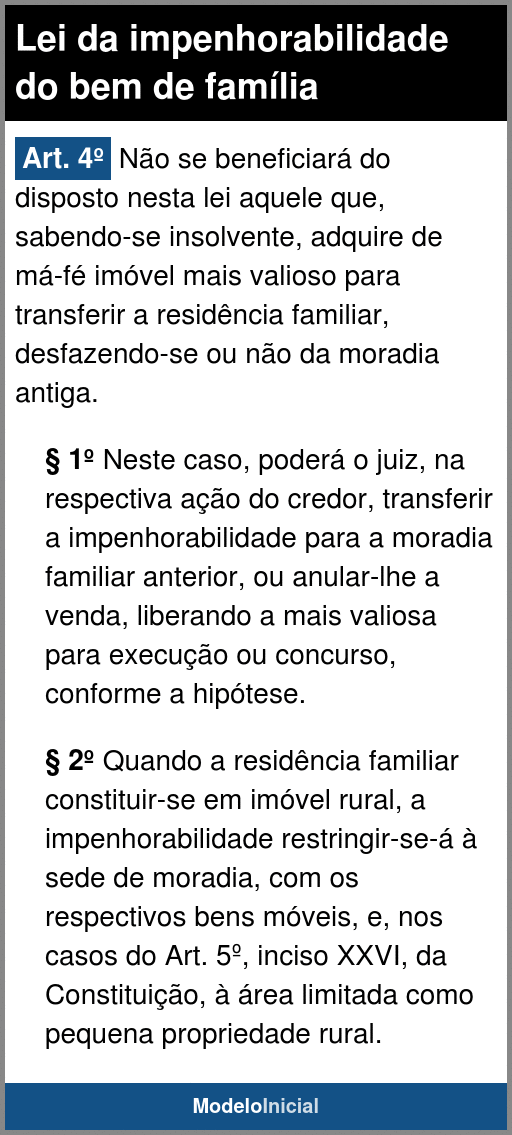 Artigo Lei Da Impenhorabilidade Do Bem De Fam Lia