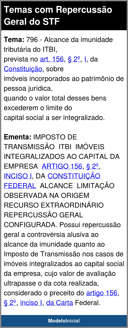 Tema 796 Temas Repercussão Geral do STF