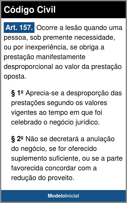 Artigo 157 - Código Civil / 2002