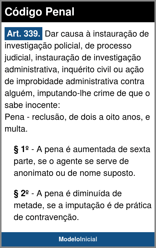 Denunciação Caluniosa (art. 339, CP), EAD