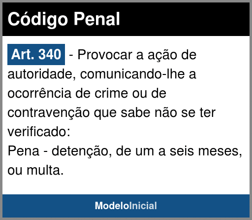 Falsa Comunicação de Crime (art. 340, CP), EAD