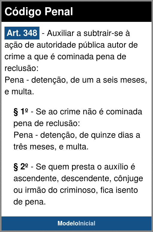 Favorecimento Pessoal e Favorecimento Real (arts. 348 e 349, CP), EAD