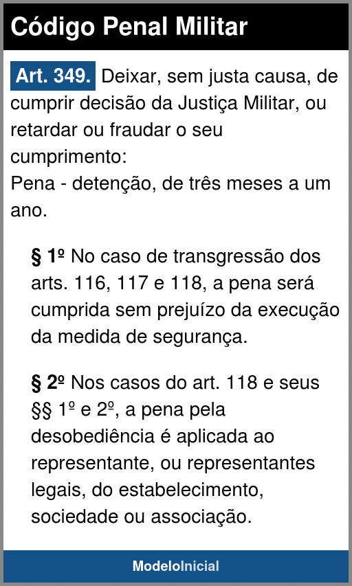 Artigo 349 - CPM / 1969