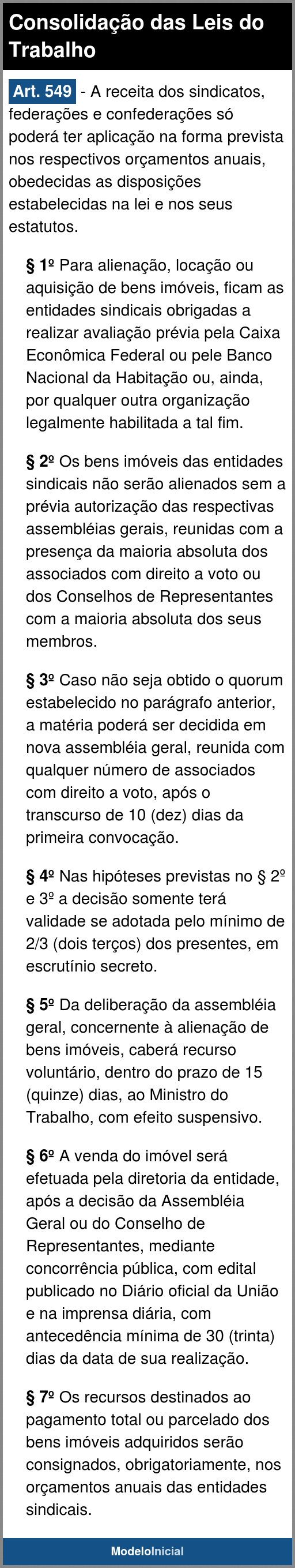 Artigo 549 - CLT / 1943