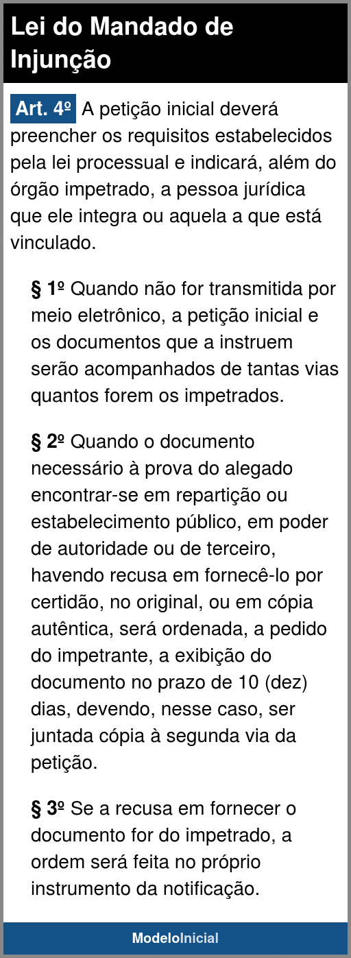 Artigo 4 Lei do Mandado de Injunção / 2016