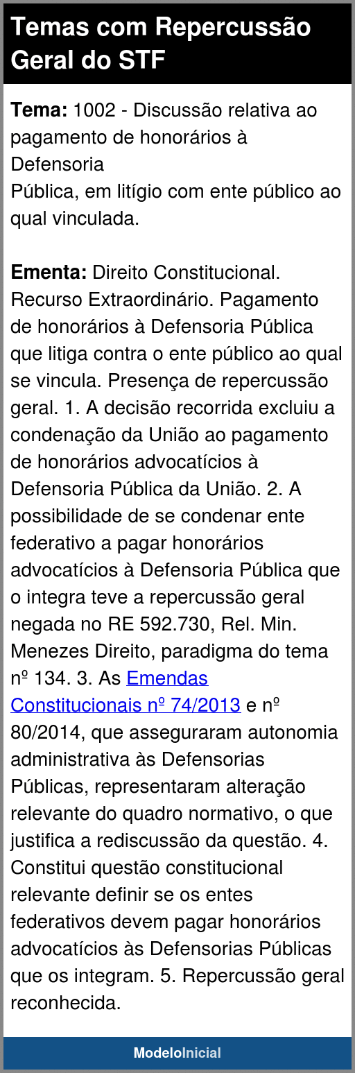 Tema 1 002 Temas Com Repercussão Geral Do Stf