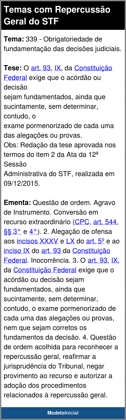 tema 339 stf dizer o direito