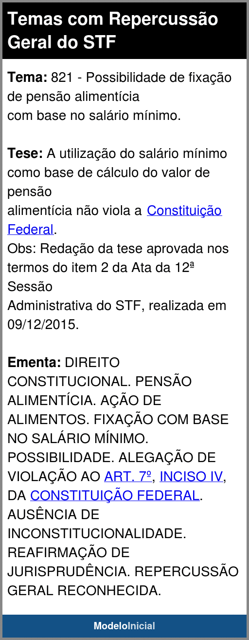 Tema 821 Temas Com Repercussão Geral Do Stf