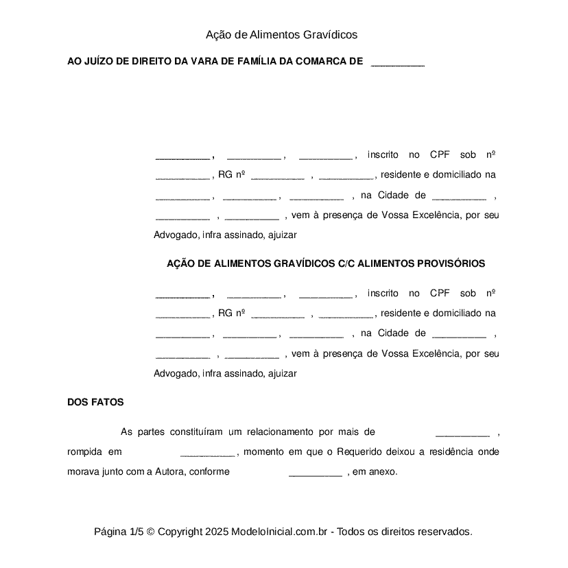 A&ccedil;&atilde;o de Alimentos Grav&iacute;dicos&nbsp;