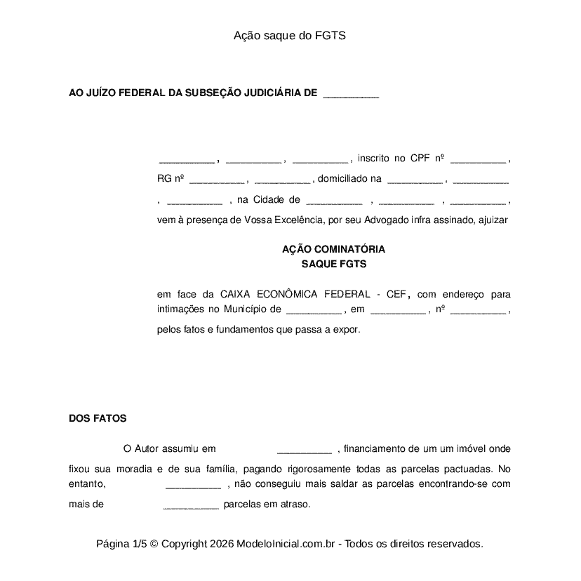 A&ccedil;&atilde;o saque do FGTS