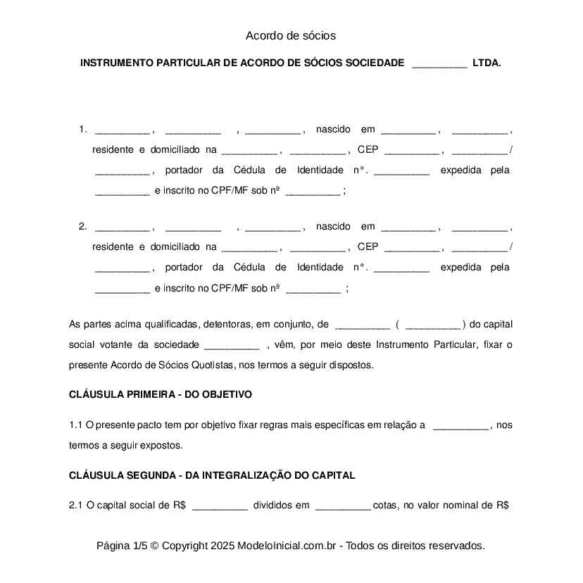 Acordo de s&oacute;cios