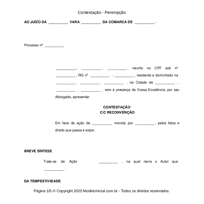 Contestação - Perempção