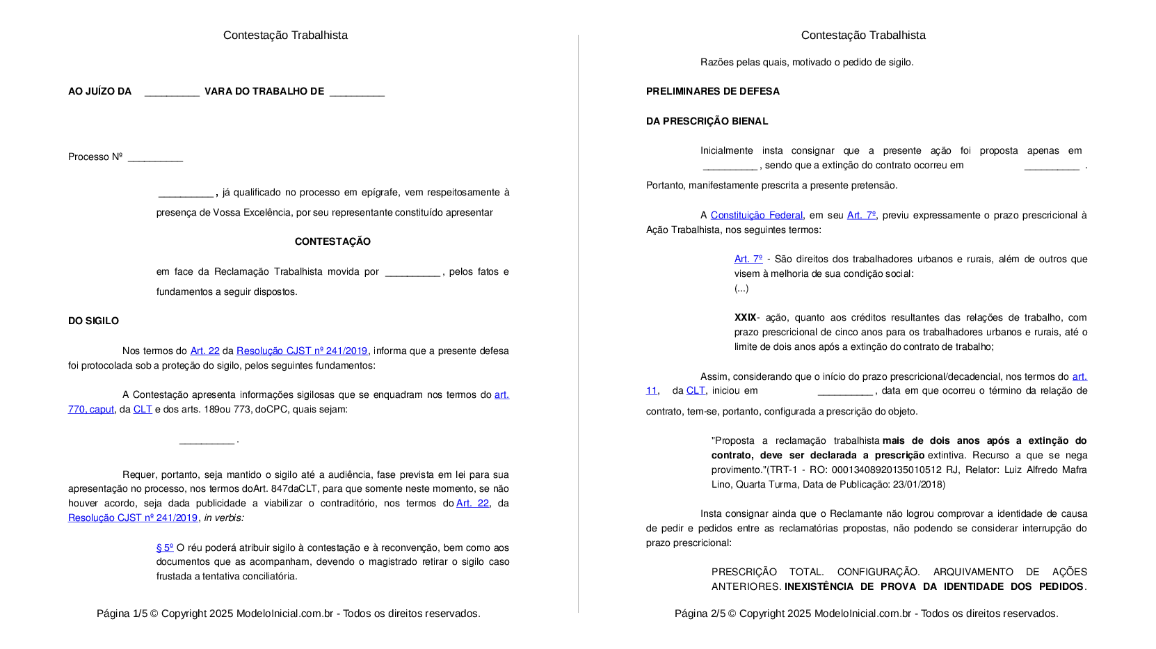 Comentários quanto aos efeitos da revelia com o advento da reforma  trabalhista