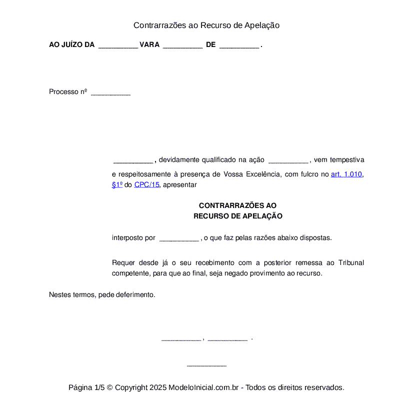 Contrarrazões ao Recurso de Apelação