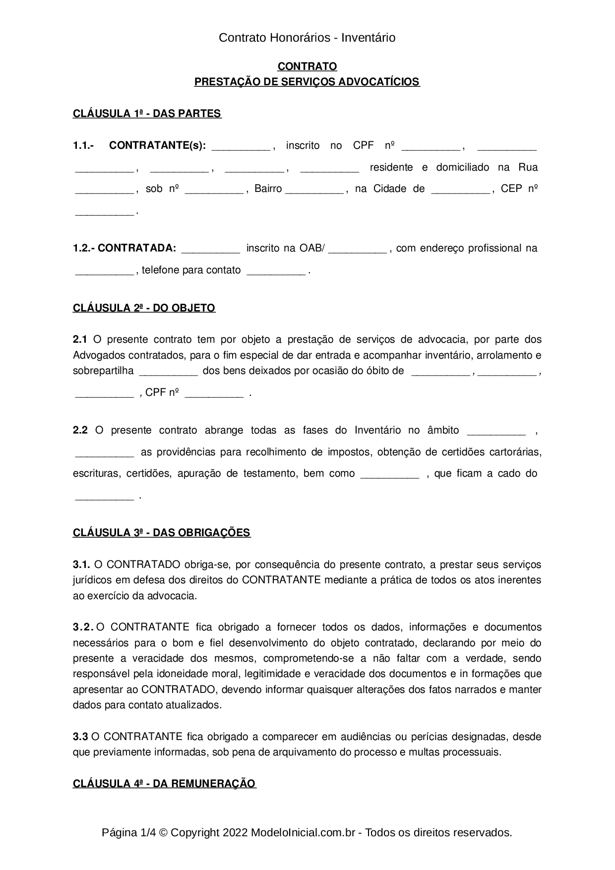 Modelo Contrato De Honorários Pdf 5944