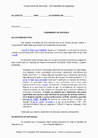 Cumprimento de Senten&ccedil;a&nbsp; - Em Mandado de Seguran&ccedil;a