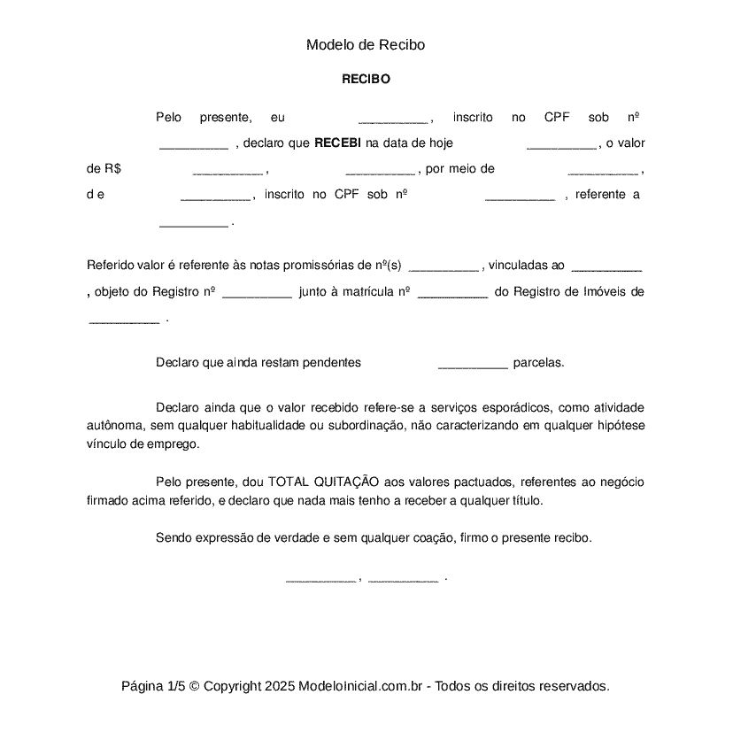 Modelo de Recibo Completo