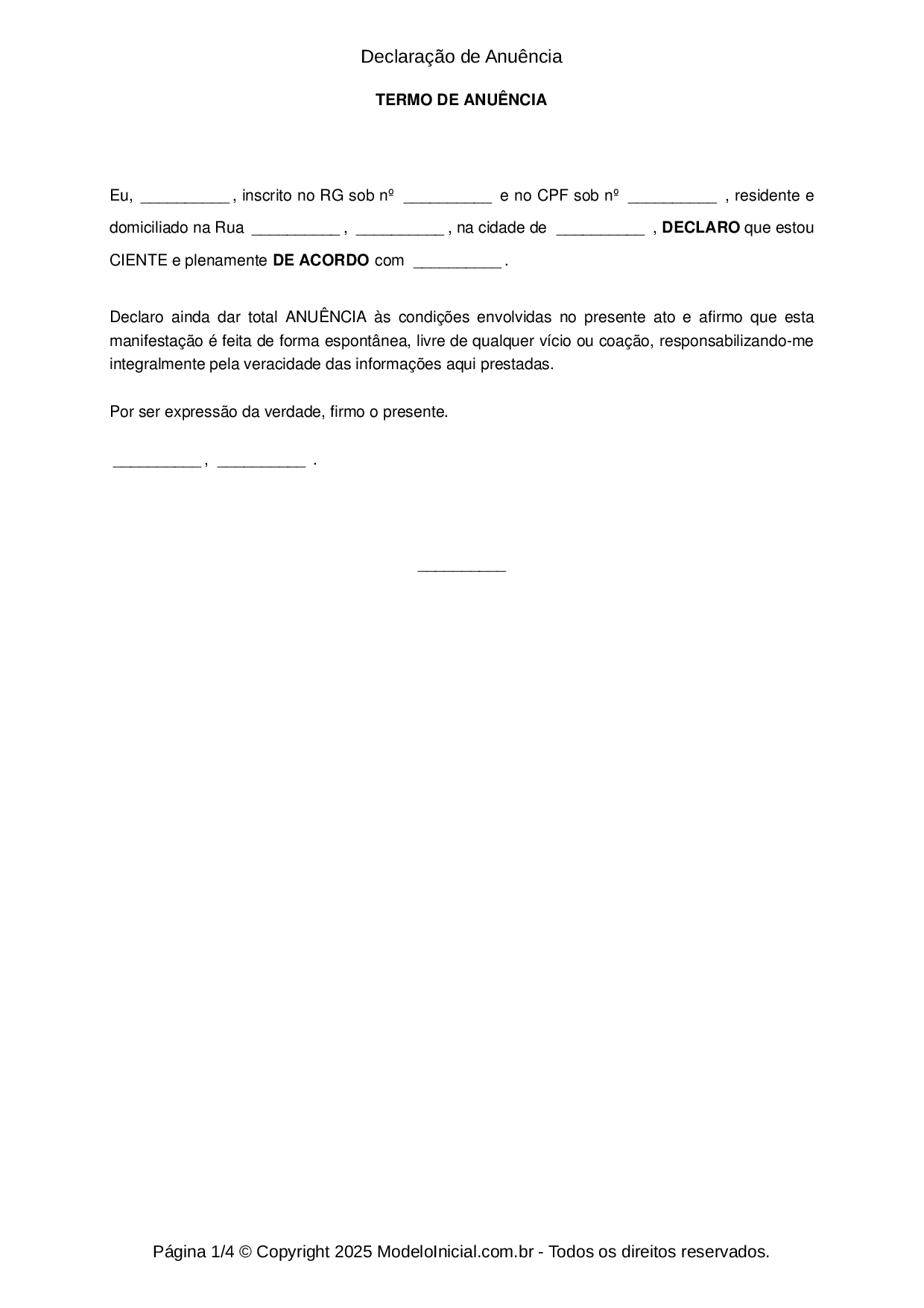 Modelo de carta de anuencia cheque