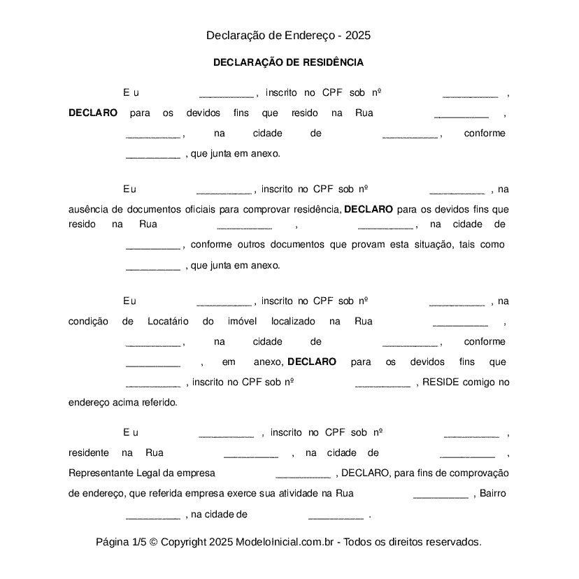 Declaração de Residência