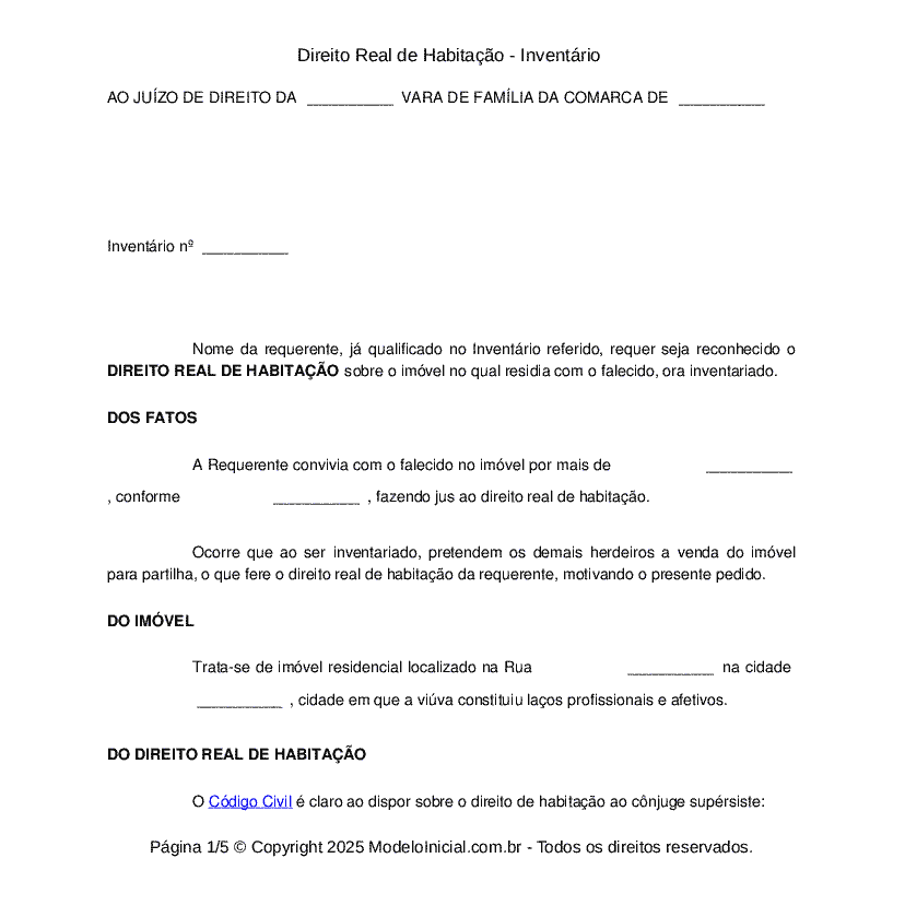 Direito Real de Habitação - Inventário 
