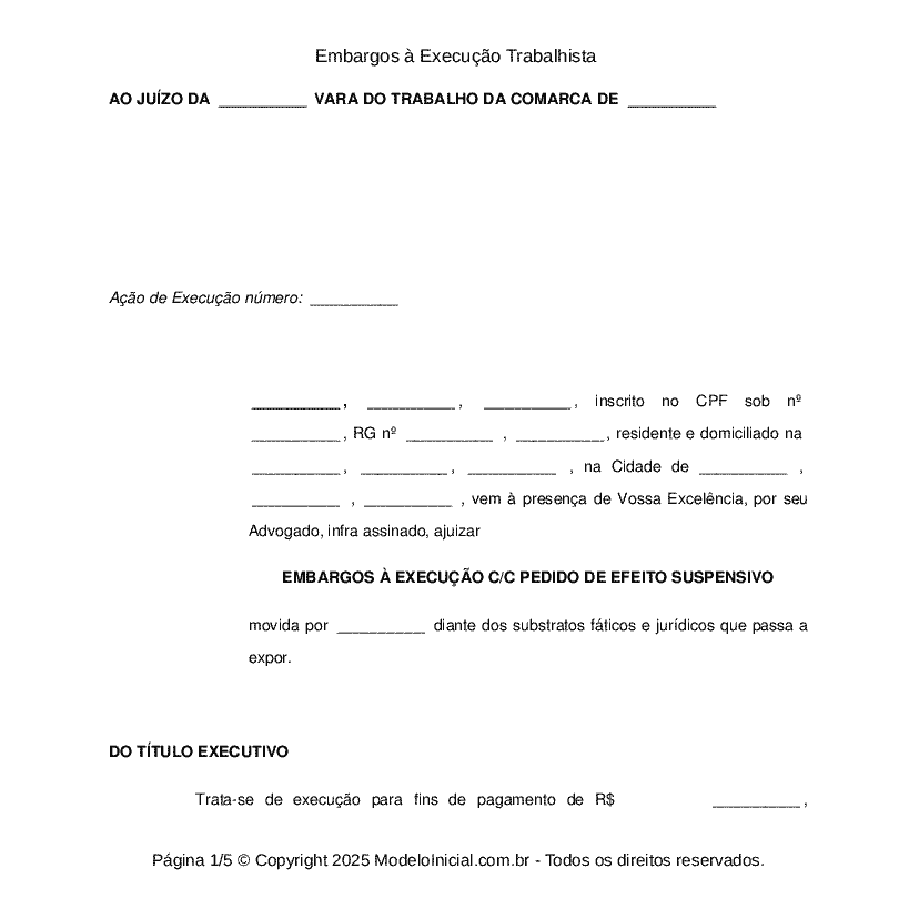 Embargos à Execução Trabalhista 