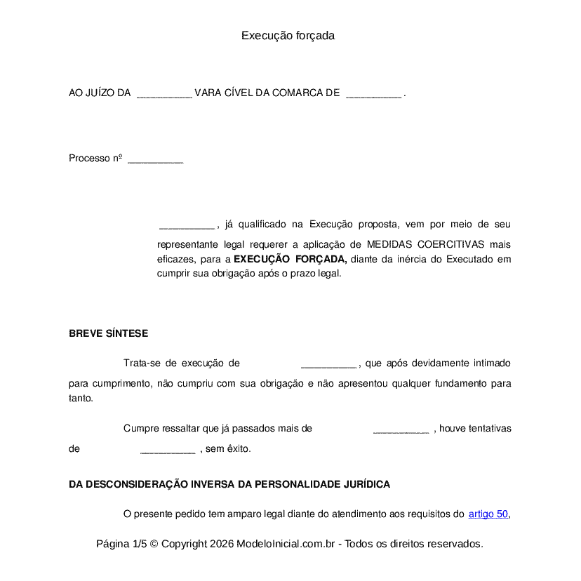 Execu&ccedil;&atilde;o for&ccedil;ada&nbsp;