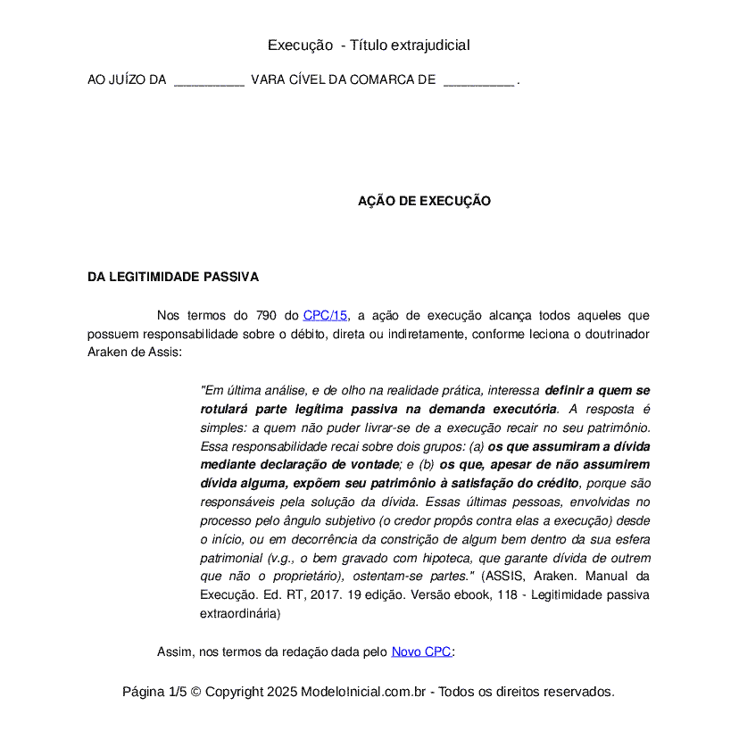Execução  - Título extrajudicial