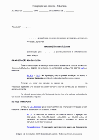 Impugna&ccedil;&atilde;o aos c&aacute;lculos - Trabalhista