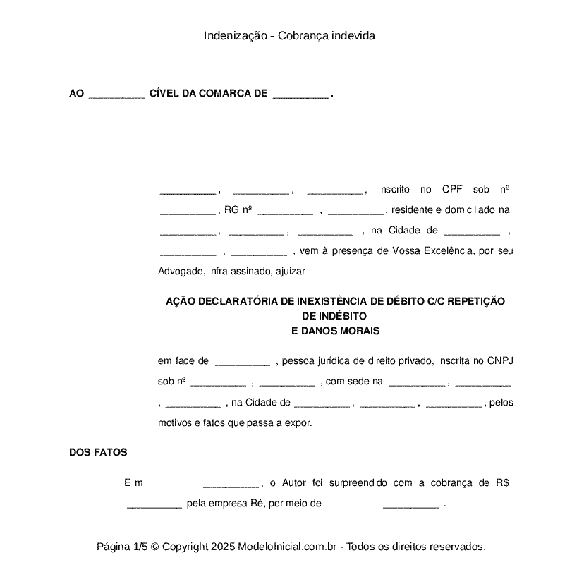 Indenização - Cobrança indevida 