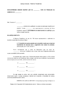 Modelo Justiça Gratuita - Reforma Trabalhista