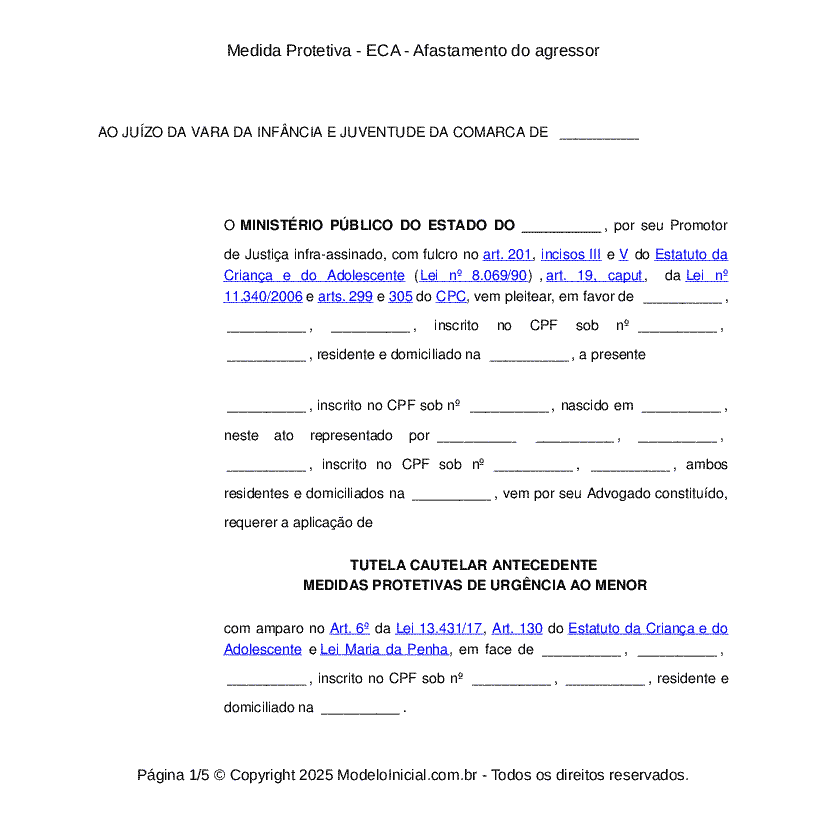 Medida Protetiva - ECA - Afastamento do agressor