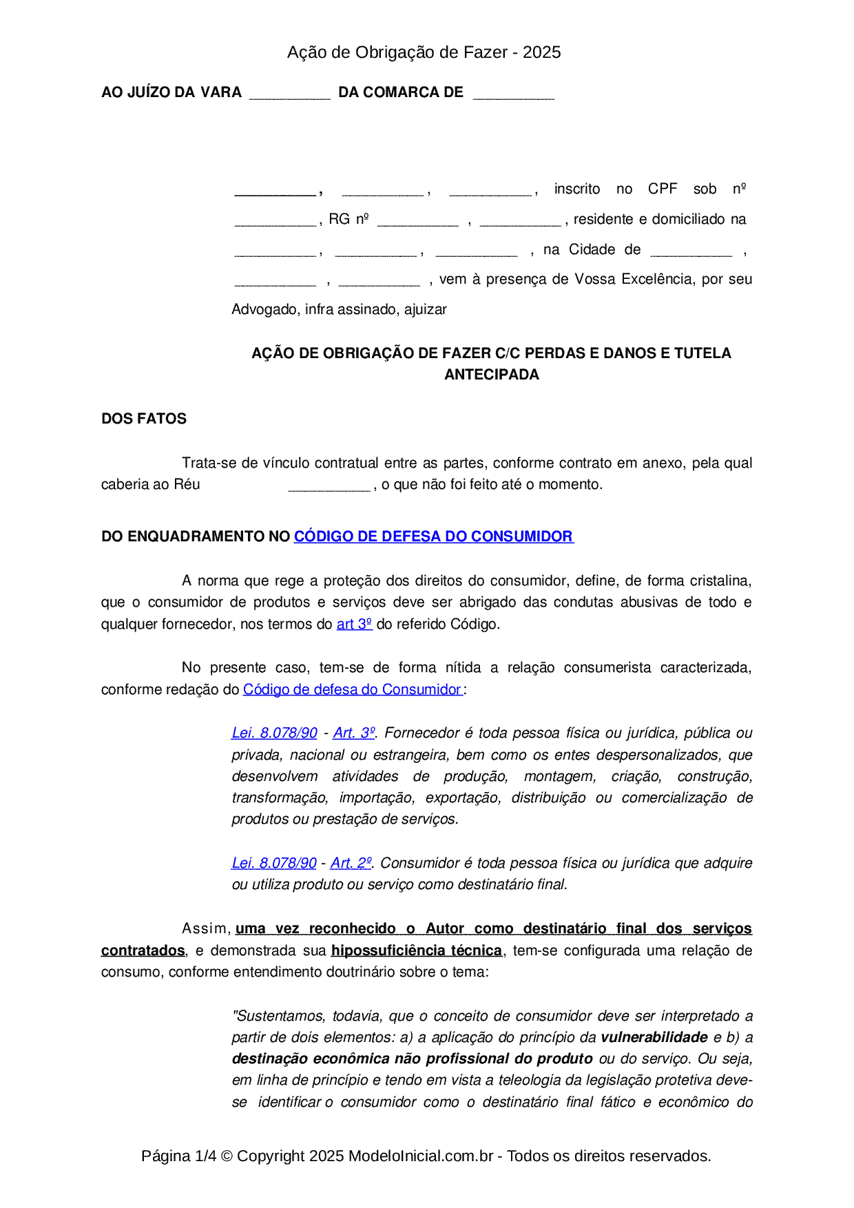 Modelo obriga o de fazer