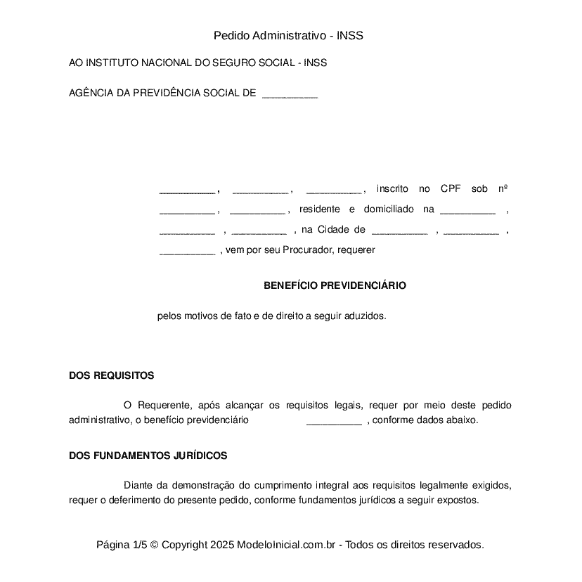 Pedido Administrativo - INSS 