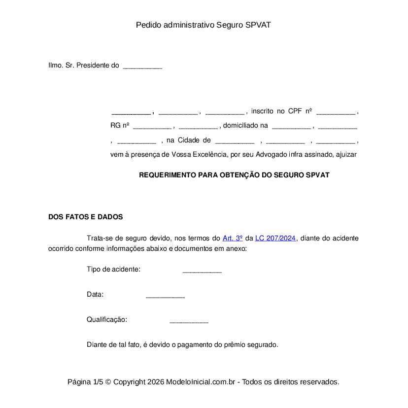 Pedido administrativo Seguro SPVAT