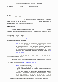 Pedido de inversão do ônus da prova - Trabalhista