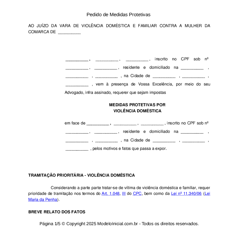 Pedido de Medidas Protetivas&nbsp;