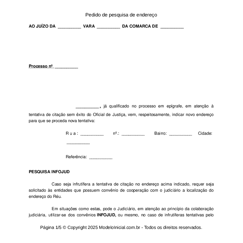 Pedido de pesquisa de endere&ccedil;o