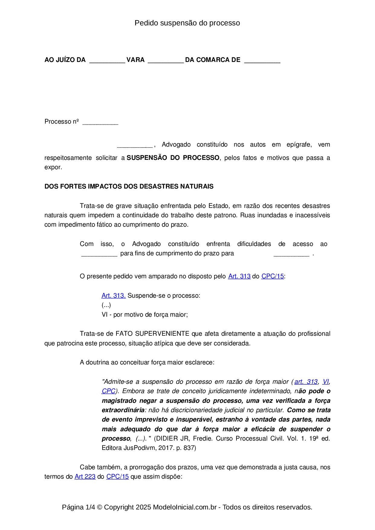 Modelo Pedido Suspensão Do Processo 6879