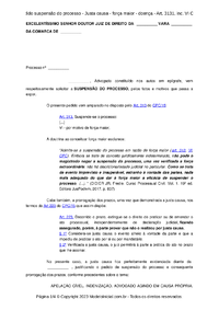 Modelo Pedido Suspensão Do Processo - Justa Causa - Força Maior ...