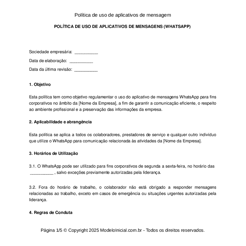 Pol&iacute;tica de uso de aplicativos de mensagem