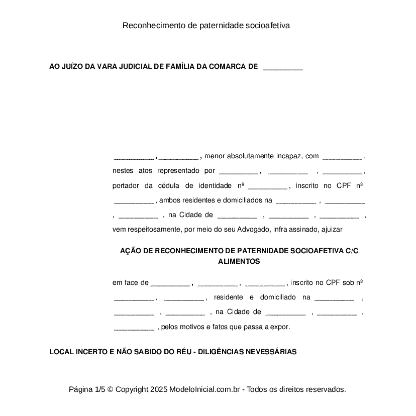 Reconhecimento de paternidade socioafetiva 