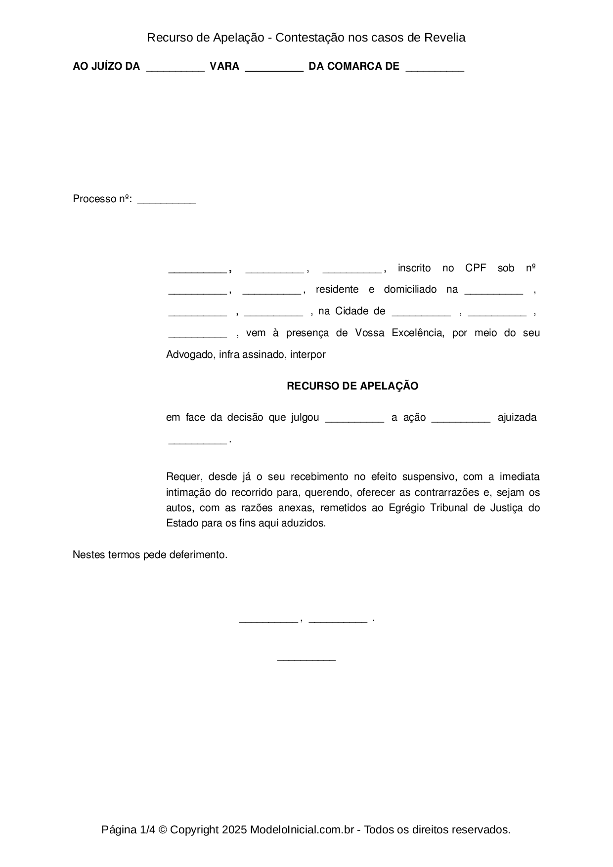 Revelia — Tribunal de Justiça do Distrito Federal e dos Territórios