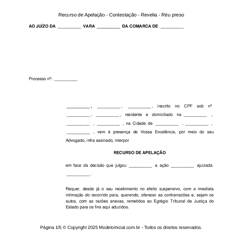 Revelia — Tribunal de Justiça do Distrito Federal e dos Territórios