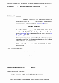 Recurso Ordinário - pelo Reclamante  - Ausência da inépcia da inicial - Art. 840 CLT