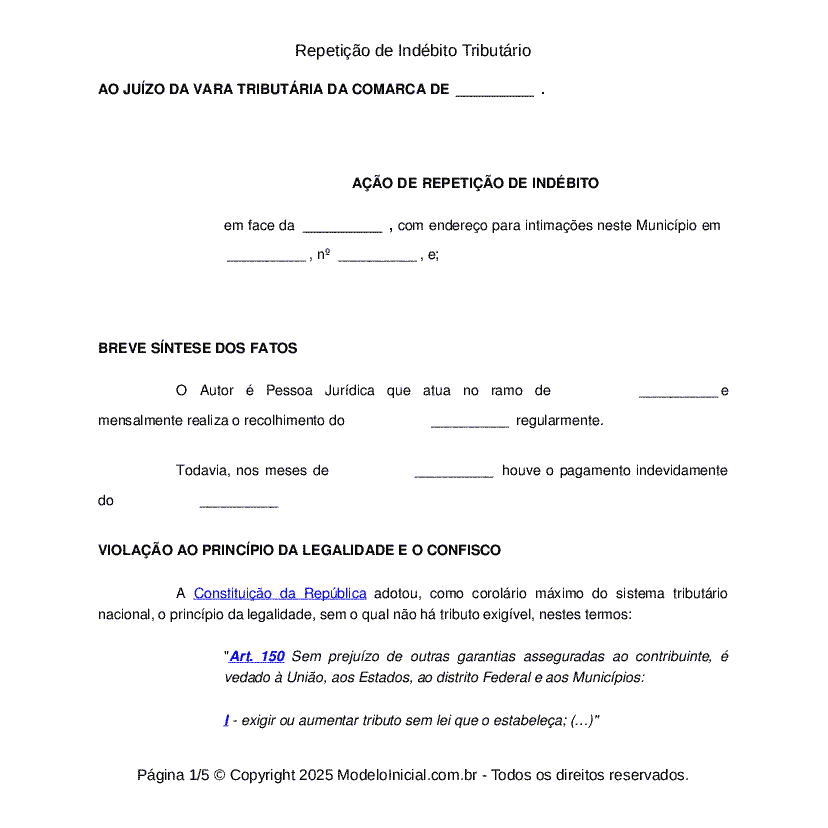 Repetição de Indébito Tributário