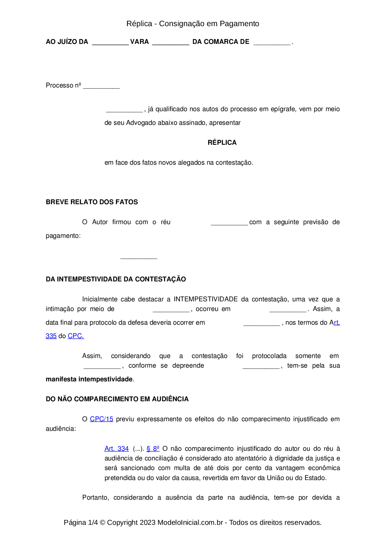 Modelo Ação de Consignação em Pagamento