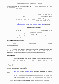 Representação Criminal - Perseguição - Stalking