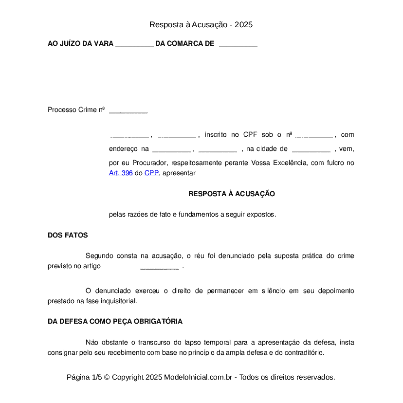 Resposta à Acusação - 2025