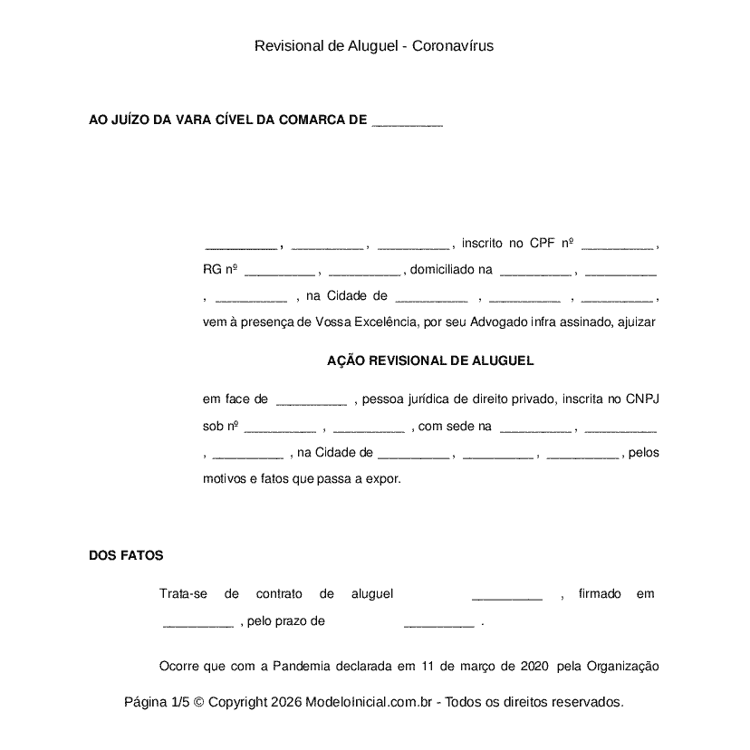 Revisional de Aluguel - Coronav&iacute;rus